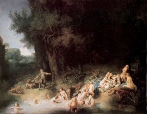 Bath of Diana with Nymphs and Story of Actaeon and Calisto by Oil Painting Reproduction