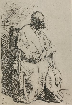 Beggar Sitting in an Elbow Chair by Rembrandt Van Rijn Oil Painting Reproduction