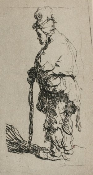 Beggar Standing, Seen in Profile to the Left by Rembrandt Van Rijn Oil Painting Reproduction