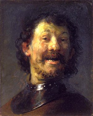 Bust of a Laughing Man in a Gorget by Rembrandt Van Rijn Oil Painting Reproduction