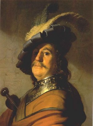 Bust with a Gorge and Plumed Hat by Rembrandt Van Rijn Oil Painting Reproduction