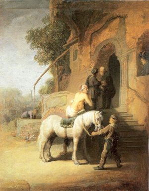 Charitable Samaritan also known as The Good Samaritan by Rembrandt Van Rijn Oil Painting Reproduction