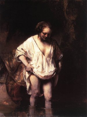 Hendrickje Bathing in a River by Rembrandt Van Rijn Oil Painting Reproduction