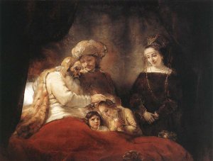 Jacob Blessing the Children of Joseph by Rembrandt Van Rijn Oil Painting Reproduction