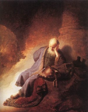 Jeremiah Lamenting the Destruction of Jerusalem by Rembrandt Van Rijn Oil Painting Reproduction