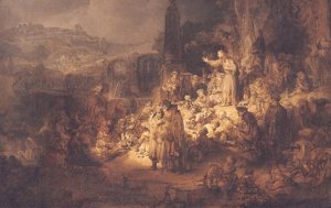 John the Baptist Preaching by Rembrandt Van Rijn Oil Painting Reproduction