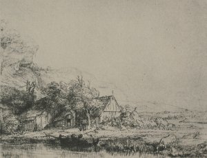 Landscape with a Cow Drinking by Rembrandt Van Rijn Oil Painting Reproduction