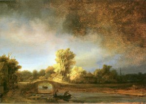 Landscape with Stone Bridge by Rembrandt Van Rijn Oil Painting Reproduction