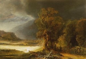 Landscape with the Good Samaritan by Rembrandt Van Rijn Oil Painting Reproduction