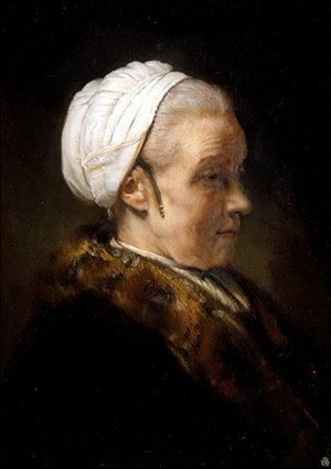 Lighting Study of an Elderly Woman in a White Cap by Rembrandt Van Rijn Oil Painting Reproduction