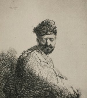 Man with a Short Beard and Embroidered Cloak by Rembrandt Van Rijn Oil Painting Reproduction