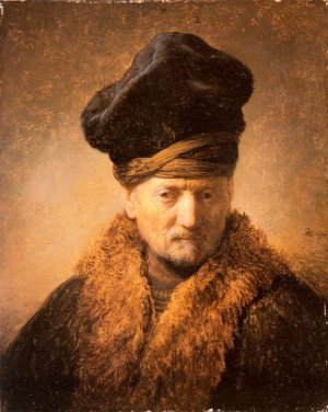 Old Man in Fur Coat by Rembrandt Van Rijn Oil Painting Reproduction