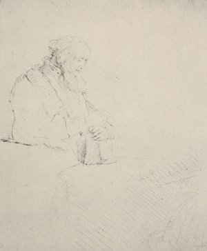 Old Man Resting His Hands Upon a Book by Rembrandt Van Rijn Oil Painting Reproduction