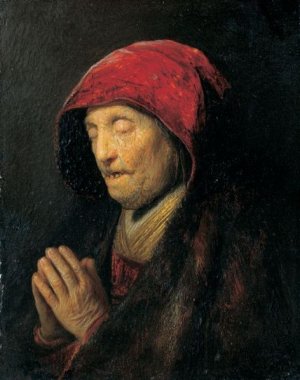 Old Woman in Prayer by Oil Painting Reproduction