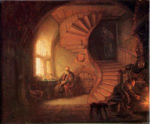 Philosopher in Meditation by Rembrandt Van Rijn Oil Painting Reproduction