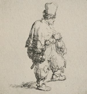 Polander Walking Towards the Right by Rembrandt Van Rijn Oil Painting Reproduction