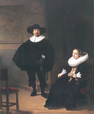 Portrait of a Couple in an Interior by Oil Painting Reproduction