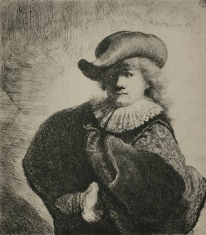 Portrait of Rembrandt with Broad Hat by Rembrandt Van Rijn Oil Painting Reproduction