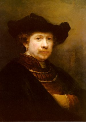 Portrait of the Artist in a Flat Cap by Rembrandt Van Rijn Oil Painting Reproduction