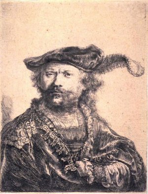 Rembrandt in Velvet Cap and Plume by Rembrandt Van Rijn Oil Painting Reproduction