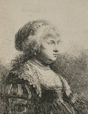 Rembrandt's Wife with Pearls in her Hair by Rembrandt Van Rijn Oil Painting Reproduction