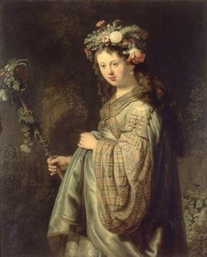 Saskia Dressed as Flora by Rembrandt Van Rijn Oil Painting Reproduction