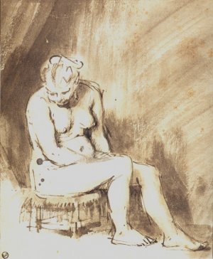 Seated Female Nude by Rembrandt Van Rijn Oil Painting Reproduction