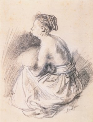 Seated Woman, Naked to the Waste by Rembrandt Van Rijn Oil Painting Reproduction