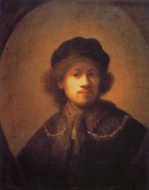 Self Portrait with Beret and Gold Chain by Rembrandt Van Rijn Oil Painting Reproduction