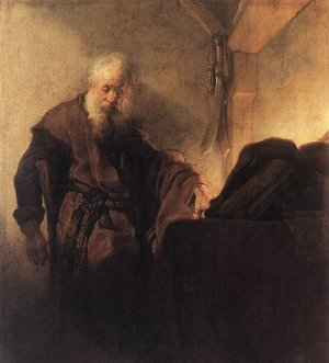 St Paul at His Writing-Desk by Rembrandt Van Rijn Oil Painting Reproduction