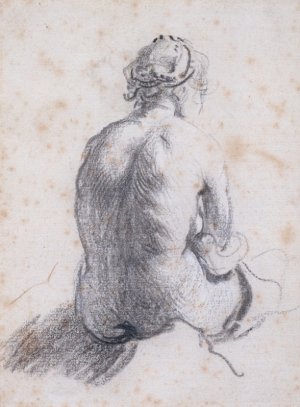 Study of a Female Nude Seen from the Back by Rembrandt Van Rijn Oil Painting Reproduction