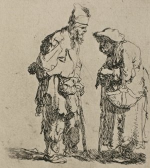 Two Beggars, a Man and Woman by Rembrandt Van Rijn Oil Painting Reproduction