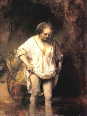 Woman Bathing in a Stream by Rembrandt Van Rijn Oil Painting Reproduction