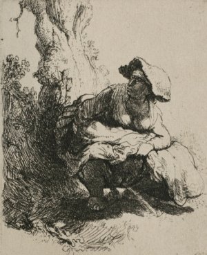 Woman Beneath a Tree by Rembrandt Van Rijn Oil Painting Reproduction