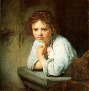 Young Girl in the Window by Oil Painting Reproduction