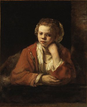 Young Woman at a Window by Rembrandt Van Rijn Oil Painting Reproduction